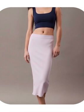 Calvin Klein M modern lilac cotton stretch rib lounge mid length skirt